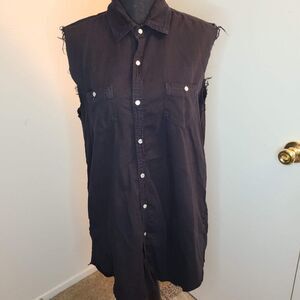 Carmar black denim long thin vest XS